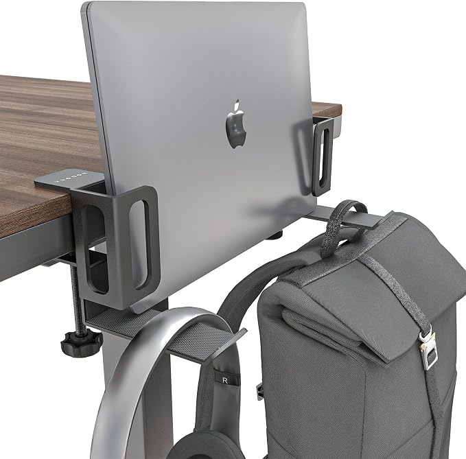 NODOCA Laptop Storage for Desk, Vertical Laptop Stand for Desk, MacBook Vertical Stand, with Headphone Holder, Desk Side Storage for MacBook/Surface/Samsung/HP/Dell[M, Black] by NODOCA