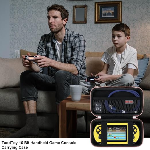 Elonbo Carrying Case for TaddToy/WELLST·G/Beijue/FAMILY POCKET/CCTU/X- JOYKIDS/GREENCREEK/Beico/KAVOYI/GuaiyeyeAP/TEBIYOU Handheld Game Console, Portable Electronic Gaming Player Bag, Gold - Image 7