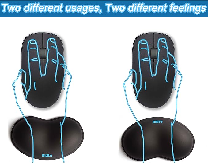 BRILA Ergonomic Silicone Mouse Wrist Rest, Cooling Silica Gel PU Leather Mouse Wrist Support Pad for Office Work and Laptop Computer Gaming - Image 3