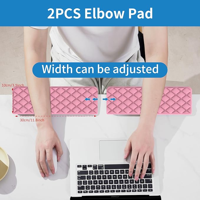 MEKASS L-Shaped Desk Elbow Pad for Desk, Memory Foam Elbow Support Padding with Non-Slip, Ergonomic Desk Edge Cushion, Wrist Comfort Support for Office Home 2 Pcs (Diamond Pink) - Image 4