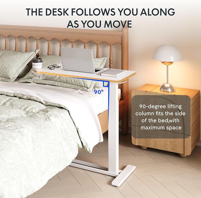 FLEXISPOT 28" Mobile Standing Desk Pneumatic Lift Computer Workstations - Image 4