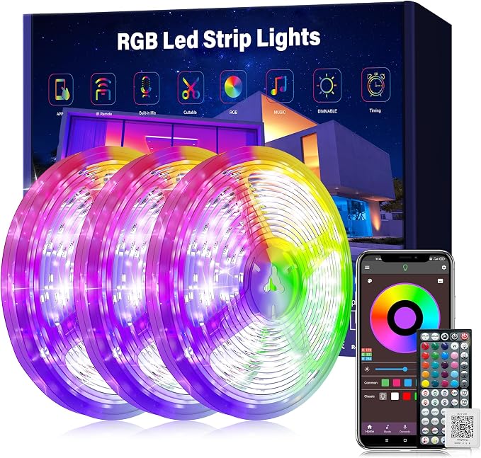 Ledagic Led Lights for Bedroom 300ft (3 Rolls* 100ft) Led Lights Music Sync by Ledagic