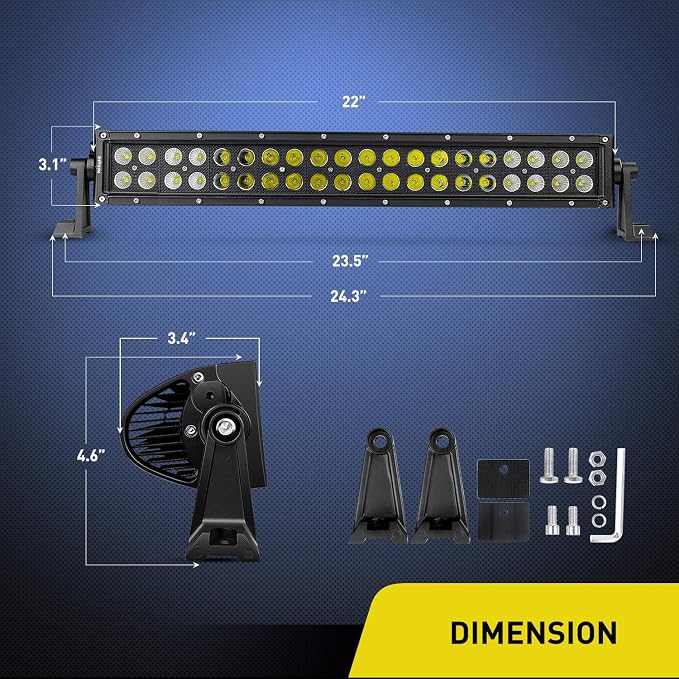 Nilight - NI07B-120W 22" 120w LED Light Bar Flood Spot Combo Driving Lights Fog Lamp off road led lights for SUV ATV Truck 4x4 Boat ,2 Years Warranty - Image 2