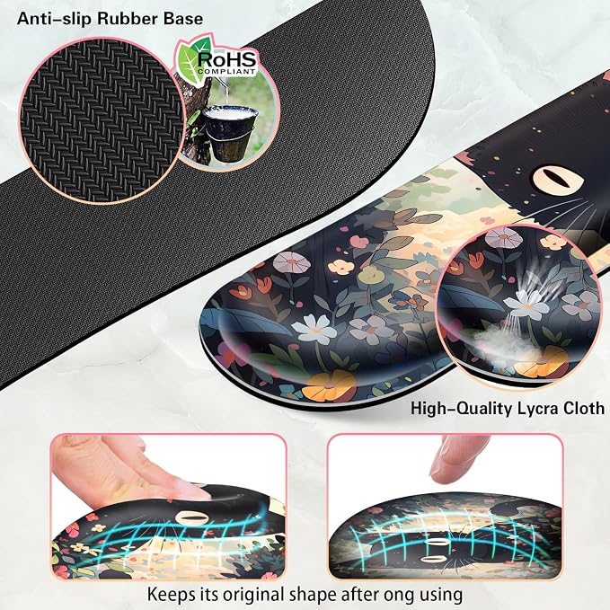 Canjoy Desk Mat with Wrist Rest, Desk Pad for Keyboard and Mouse 4-in-1 Kawaii Anime Mouse Pad + Keyboard Wrist Rest Support+ Coaster(35.4×15.7 in) Memory Foam Non-Slip Desk Mat for Home Office - Image 4