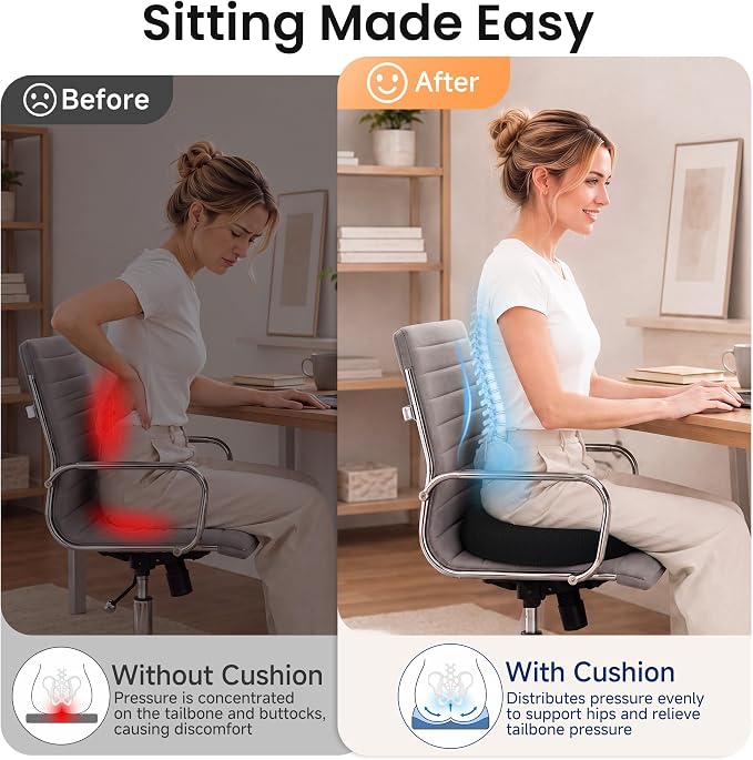 CloudBliss Donut Pillow Stadium Seat Cushion for Tailbone Pain Relief and Hemorrhoids, Memory Foam Seat Chair Cushion, Portable Seat Cushions for Bleachers, Car, Home & Office - Image 4