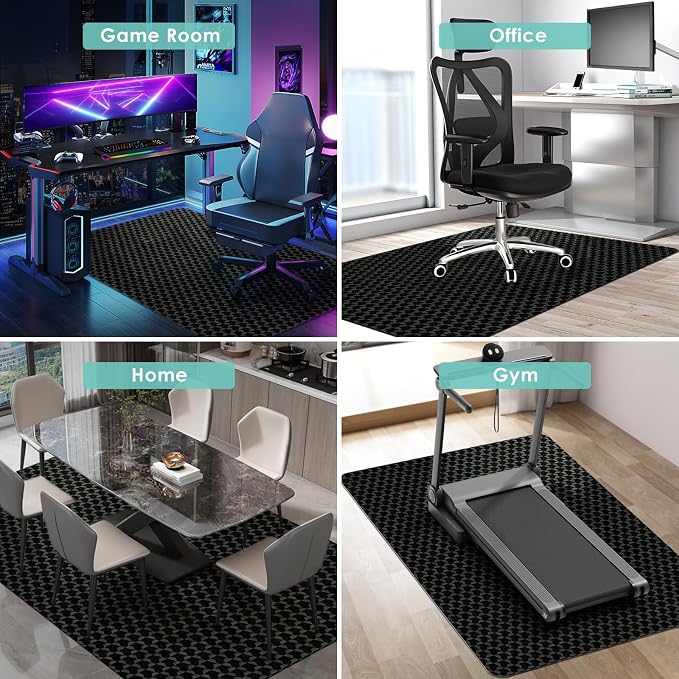 Vicwe Office Chair Mat for Hardwood Floor, 60" x 46" Chair Mat, Anti-Slip | Large, Easy Glide for Rolling Chairs, Easy Clean, Multi-Purpose Floor Protector Desk Chair Mat for Gaming, Home Office, Black - Image 6