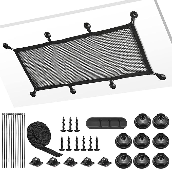 Cable Management Net Under Desk Kit,Privacy Mesh Cable Manager Flexible Under Desk Wire Net Large Capacity Cord Organizer Net for Office,Standing Desk, Home, 26 X 10 Inches by ZZM