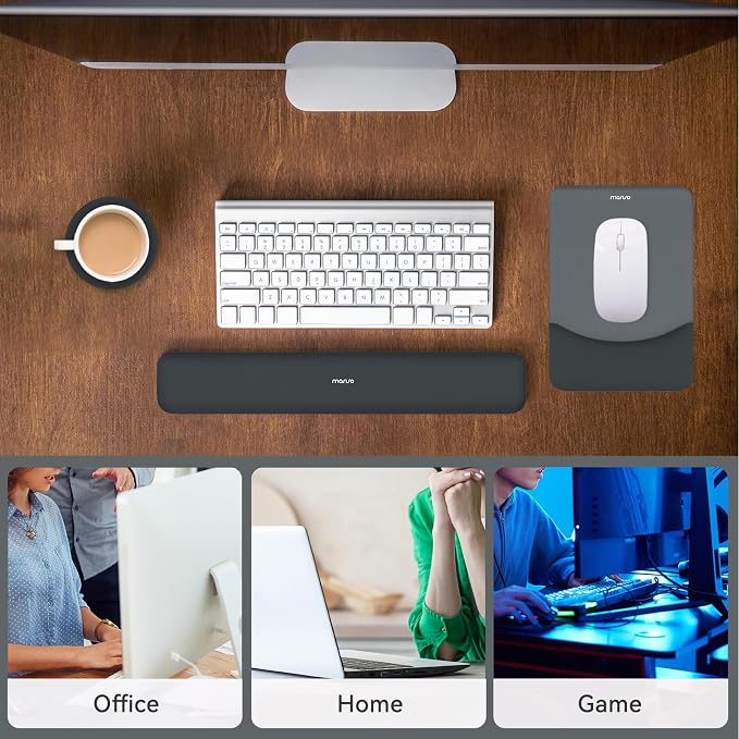 MOSISO Ergonomic Keyboard & Mouse Pad Wrist Rest Set, Slate Gray - Image 7
