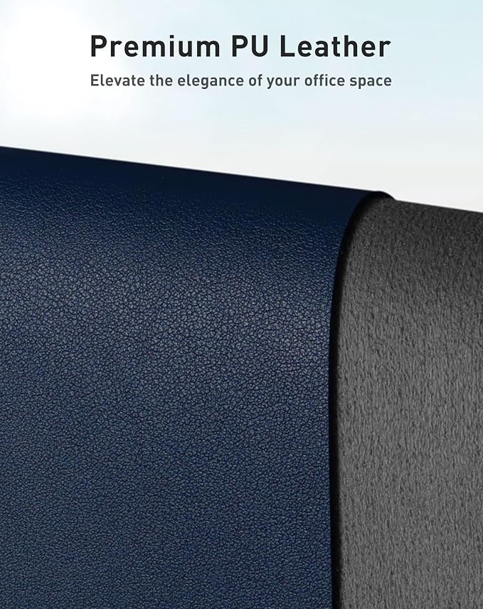 Aothia Faux Leather Desk Mat - Large Mouse Pad, Non-Slip PU Leather Blotter, Waterproof Writing Surface for Office and Home (Dark Blue, 42" x 17") - Image 2