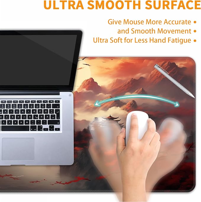 Dark Canyon Desk Mat, XXL 35.4"x15.7" Large Mouse Pad, Full Moon Extended Gaming Mouse Mat,Non-Slip Rubber Base Waterproof with Stitched Edges for Gaming Office Home Decor - Image 5