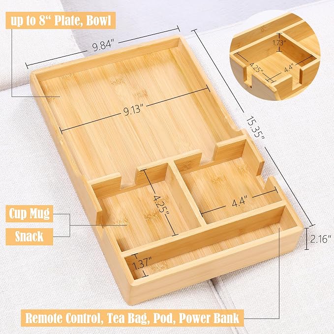 Nnewvante Couch Table Insert Between Cushions,15.35x9.84-inch Bamboo - Image 5