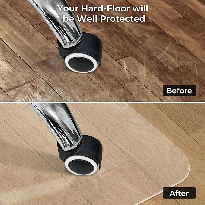Chair Mat for Hard Floors, Computer Gaming Rolling Desk Chair Mat for Tile Floor, Small Floor Protection Mats for Home and Offic (Transparent, 48" x 36" Rectangle) - Image 3