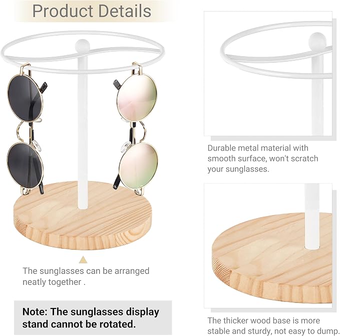 Mkono Sunglasses Organizer, Metal Glass Holder Storage Stand Display 1 Pack - Image 4