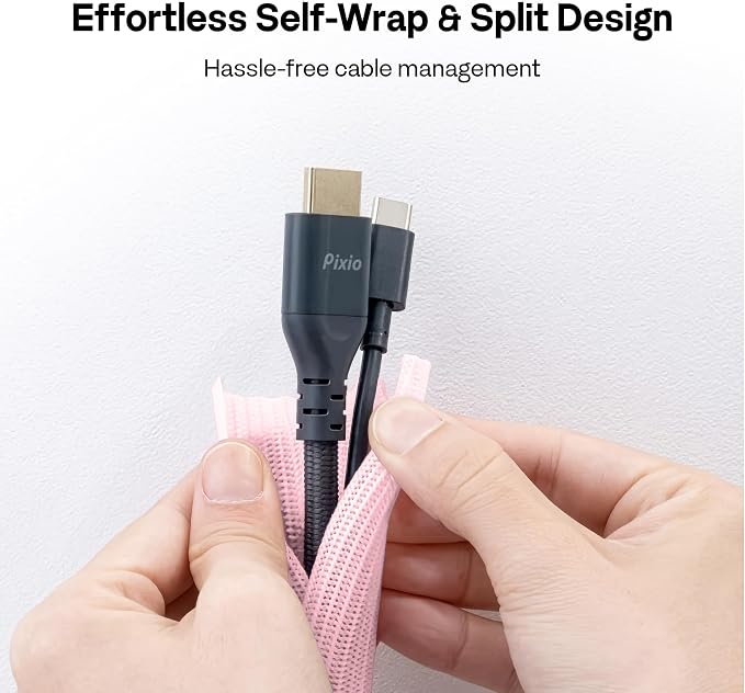Pixio 10FT Tubing Cable Sleeve – Pink 1/2 inch Flexible Cable Management Sleeve for PC, Gaming, TV & Office, Wire Organizer for Desk Cable Cleanup - Image 5