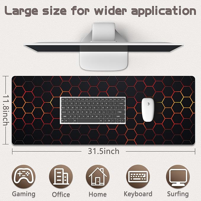 Mouse Pad Gaming - Desk Mat for Keyboard and Mouse - Large Mouse Pads for Desk, Gaming Mousepad with Non-Slip Base, Desks Pad (31.5" X 11.8") for Game, Office and Home - Image 5