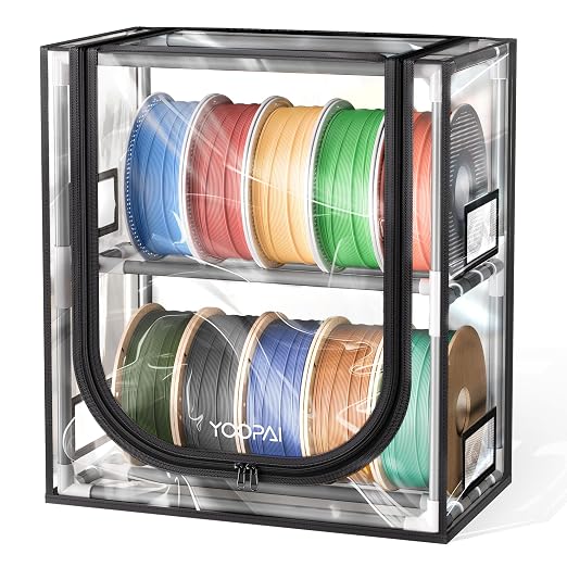 YOOPAI 3D Printer Filament Storage Box – 2 Tier Filament Storage Rack with Transparent Cover, Holds Up to 12 Rolls 1KG – 3D Filament Storage Organizer for Home, Workshop & Studio by YOOPAI