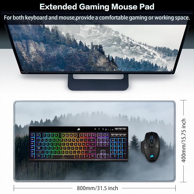 Canjoy Gaming Mouse Pad, 31.5x15.7in Large Mouse Pads for Desk Keyboard Pad | Desk Mat for Keyboard and Mouse Computer Big Full Size Desk Pad with Non-Slip Rubber Base and Stitched Edge for Home Office - Image 2