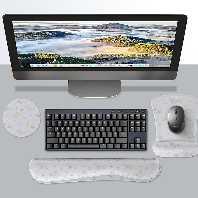 Ergonomic Memory Foam Keyboard Mouse Pad Set with Wrist Rest Support,Non-Slip Hand Wrist Cushion for Laptop/Notebook/Desktop/Computer/Gaming/Office,Easy Typing& Pain Relief (Birds) - Image 7
