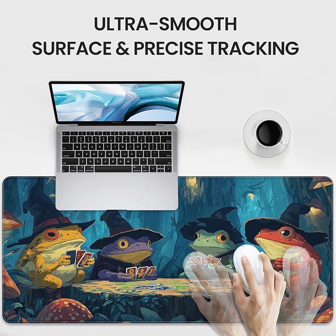 Anime Frog Playing Card Gaming Mouse Pad, Extended 35.4 x 15.7 Inches, Non-Slip Rubber Base, Stitched Edges,Water Proof， XXL Desk Mat - Image 4