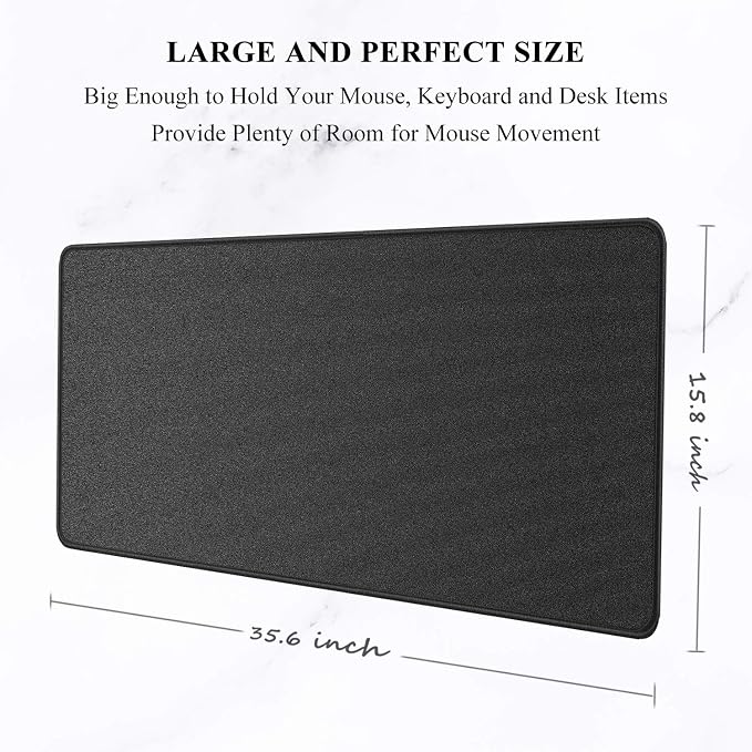 Auhoahsil Extended Mouse Pad, Large XXL Gaming Mouse Pad Desk Pad 35" X 15", Waterproof Desk Mat with Stitched Edges, Non-Slip Laptop Computer Wireless Mouse Keyboard Pad for Office and Gaming, Black - Image 2
