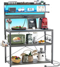 Aheaplus Bakers Rack with Power Outlet & RGB LED, 31.5 In Coffee Bar Table by Aheaplus