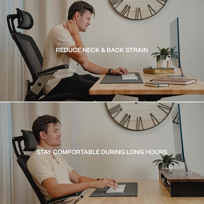 COREMINDED Solid Wood Dual Monitor Stand Riser, 42 Inch Oak Desk Shelf | Fits 2 Monitors, Sturdy & Stable Solid Wood, Under Monitor Keyboard Storage, Office Desktop Organizer, Easy Assembly, Oak - Image 8