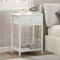 White Small nightstand, White Nightstand, Side Table for Small Spaces, 2 Tiers Storage Shelves End Table, Night Stand for Living Room, Bedroom, Dorm LNT0061W by Unknown