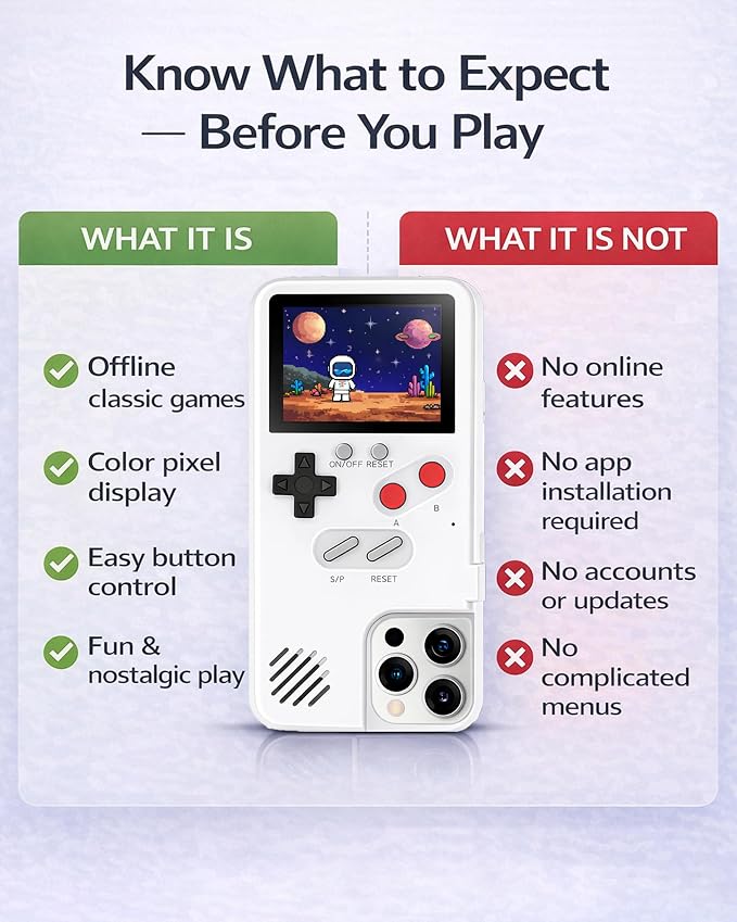 Game Phone Case, 168 Built-in Small Video Games, White, Compatible with iPhone 13, 13 Pro - Image 5