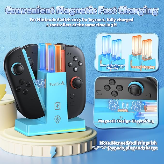 FASTSNAIL Switch 2 Controller Charger Dock for Nintendo Switch 2 for JoyCon - Image 3