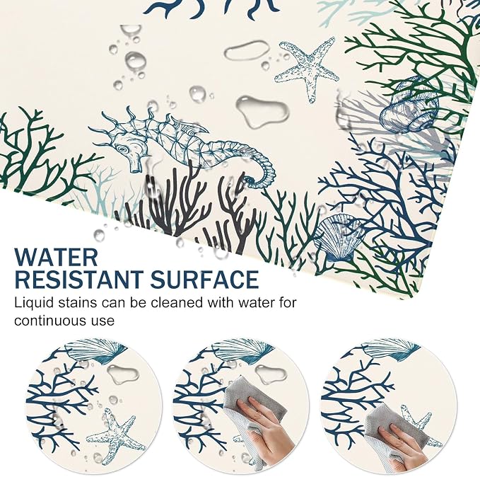 L-SPOUTTO Cute Desk Mat for Keyboard and Mouse, XXL Coral Large Mouse Pad | Non-Slip Keyboard Pad Waterproof Desktop Mat for Laptop Computer Work Game Home Office-Ocean Coral - Image 3