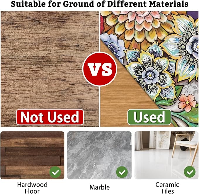 Office Chair Mat for Hardwood & Tile Floor,Boho Floral 36"x48" Computer Chair Mat for Rolling Chairs Carpet,Under Desk Non Slip Gaming Rug,Low-Pile Rubber Backing Large Protector Mat(Mandala) - Image 4
