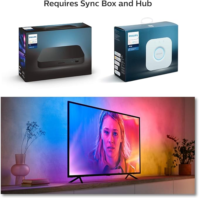 Philips Hue Play Gradient 55" Smart TV Light Strip-Flowing Multicolor LED Color-Changing TV Backlight-Sync with_TV,Music,and Gaming-Requires Bridge and Sync Box-Control with App or Voice (Pack of 2) - Image 4
