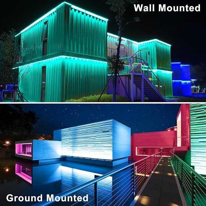 MEIKEE Solar RGBW LED Wall Washer Light 4 in 1, IP66 Waterproof Color Changing Solar Wall Strip Lights Bar with Remote, Flood Light for Outdoor Indoor Halloween Christmas Stage Lighting - Image 6