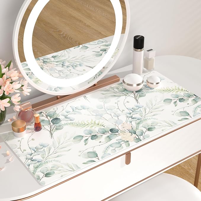 QiyI PU Leather Large Mouse Pad, 31.5" x 15.7", Eucalyptus Leaf | Desk Décor Accessories, Extended Size, Waterproof & Easy to Clean, Smooth Surface, Non Slip Desk Organization - Image 6