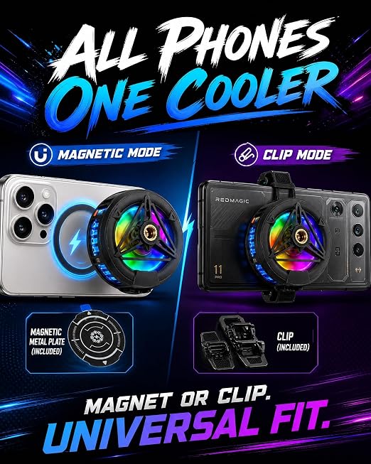 Phone Cooler, Cooling Fan for Phone, Magnetic Cell Phone Cooler for Gaming - Image 5