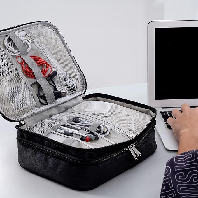 OrgaWise Electronics Organizer, Electronic Accessories Bag Travel Cable Organizer Three-Layer for iPad Mini, Kindle, Hard Drives, Cables, Chargers - Image 8