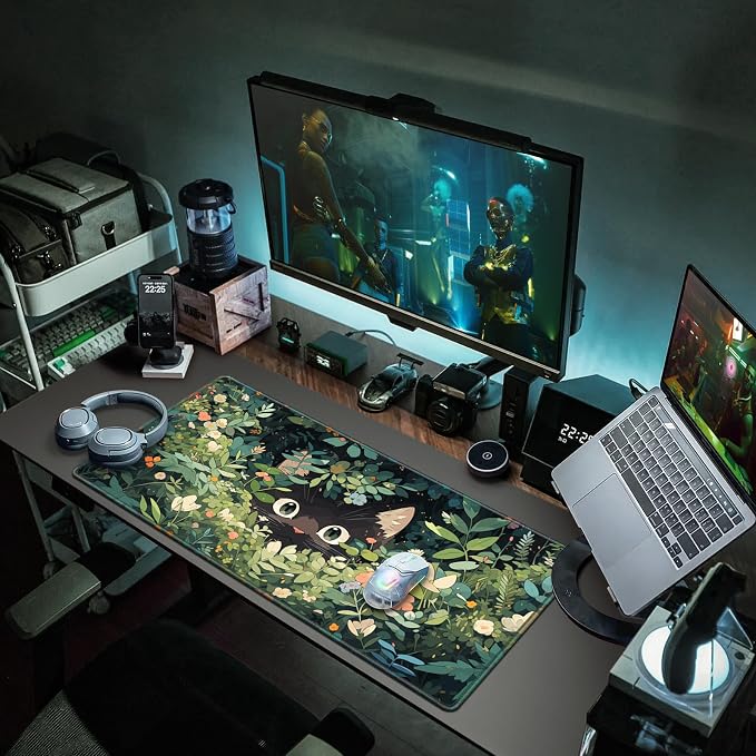 Canjoy Gaming Mouse Pad, 31.5x15.7in Anime Kawaii Large Mouse Pads for Desk | Cute Black Cats Desk Mat for Keyboard and Mouse Computer Big Full Size Desk Pad with Non-Slip Rubber Base and Stitched Edge - Image 7