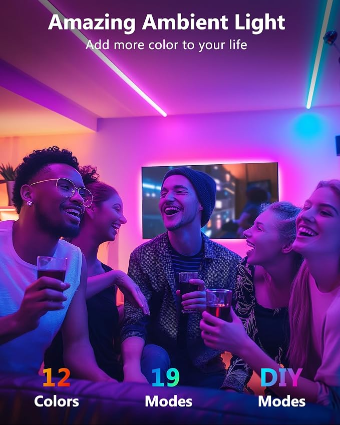 Hitlights LED Strip Lights 3 Pcs 1.64FT RGB Small LED Light Strips Kit Dimmable RGB 5050 Color Changing Tape Lights TV Backlight Display Case Lights Shelves Lighting with RF Remote & UL-Listed Adapter - Image 3