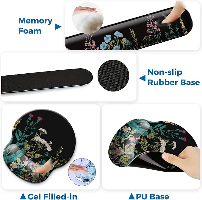 Mouse Pad and Keyboard Wrist Rest Support,Ergonomic Mouse Pad Set - Image 3