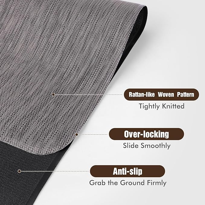 Blvornl Office Chair Mat for Hardwood Floor, Computer Chair Mat, 45"x 53" | Waterproof, easy to clean, suitable for hardwood, laminate, Rattan Woven Pattern, Durable Solid PVC Material, Dark Grey - Image 5