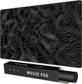 Rinaze Extra Large Gaming Mouse Pad with Black Topographic, XXL Mousepad, Big Mouse Mat Desk Pad, Non Slip Keyboard Pad for Gaming Computer Laptop PC Office Desk Accessories by Rinaze