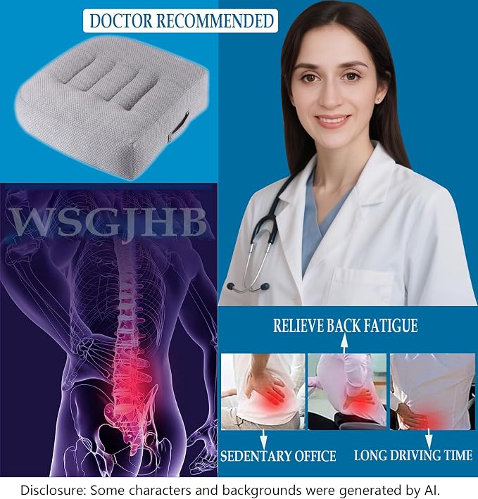 WSGJHB Office Chair Cushion Pillow Adult Car Booster Seat Cushions | Seat Cushions for Short People Effectively Increase Field of View Lower Back Fatigue Relief, for Home Anti-Slip 18x18x4.7" - Image 5