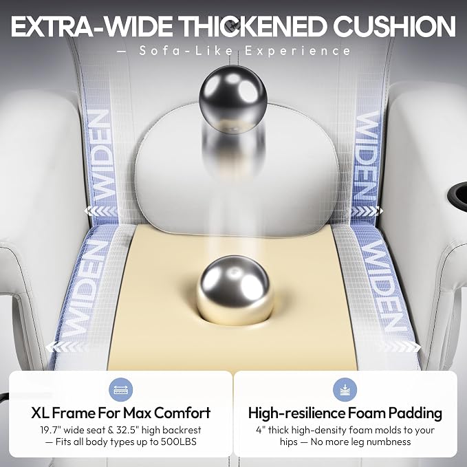Dowinx Gaming Recliner Chair No Wheels with Footrest Shtasu Massage Lumbar | Racing Style Ergonomic High Back Recliner Heavy Duty with Wider Backrest Thick Cushion for Home Long Gaming Session White - Image 6