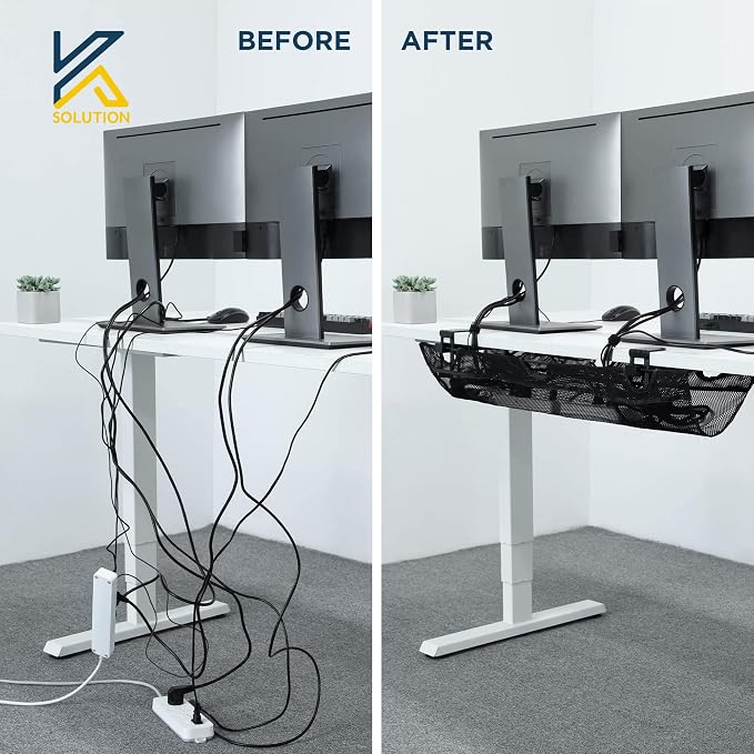 Under Desk Mesh Cable Management – 36 inch Cable Manager Tray for Cord Power Strip -No Drill Cable Management - Safe Wire Management Net for Desks, Office, and Home (Black) - Image 2