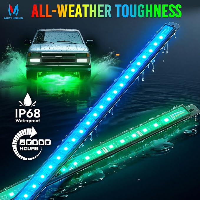 MICTUNING U8 RGBW Underglow LED Light Bars (8-Piece Kit) 888 Ultra-Bright LEDs, Dual Remotes, White+RGB Colors, IP68 Waterproof Aluminum Housing – for Cars, Trucks, SUVs, ATVs - Image 6