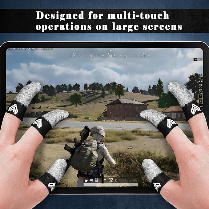 12PCS Gaming Finger Sleeves. 0.29MM Silver Fiber, Anti Sweat, Extremely Thin,Breathable Touchscreen dedales Gamer Finger Cover Thumb Sleeve Fit Phone Game Tablet Devices. - Image 6