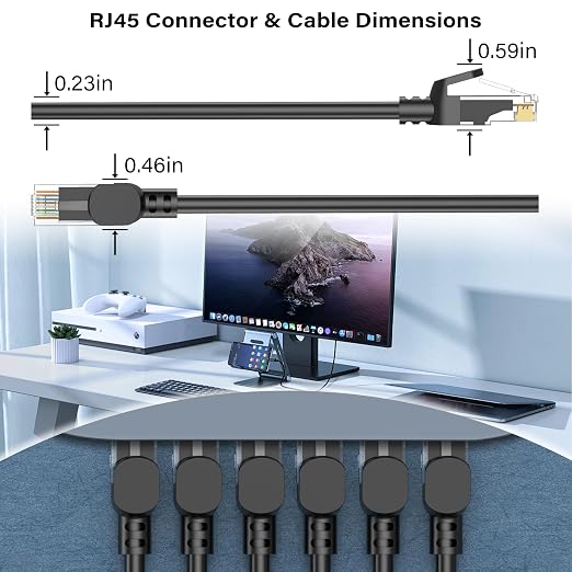 Jadaol [UL Listed Snagless Cat6 Ethernet Cable 100 ft 10Gbps, PoE++, Black - Image 5