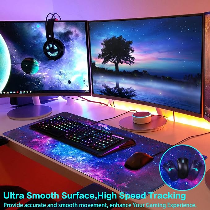 Canjoy Gaming Mouse Pad, 31.5x15.7in Large Mouse Pads for Desk Keyboard Pad | Desk Mat for Keyboard and Mouse Computer Big Full Size Desk Pad with Non-Slip Rubber Base and Stitched Edge for Home Office - Image 4