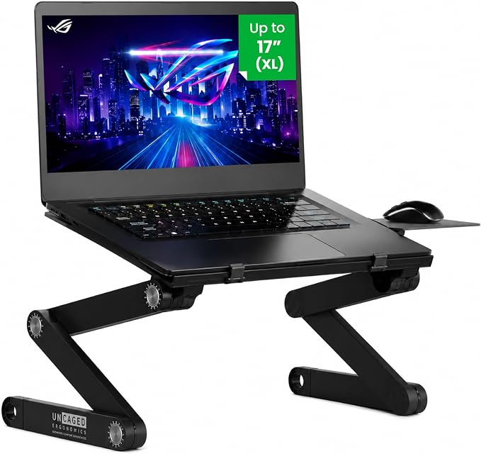 Uncaged Ergonomics XL Adjustable Laptop Stand, Cooling Riser (Black) by UncagedErgonomics