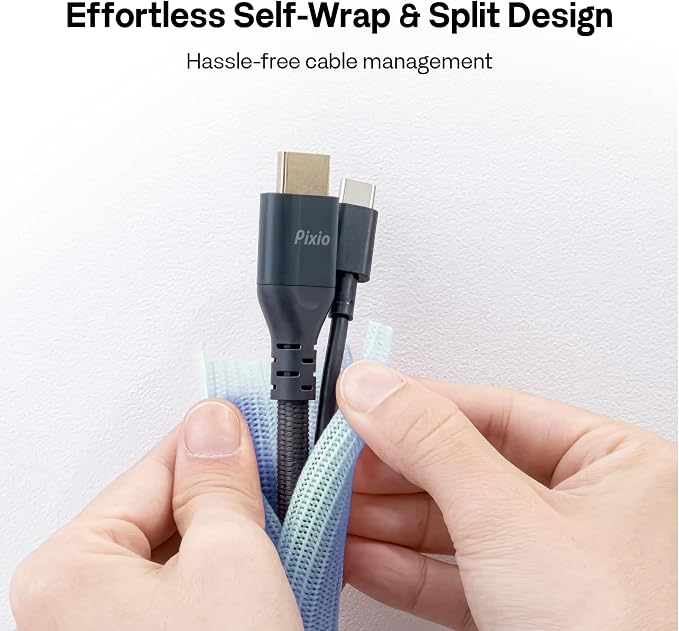 Pixio 10FT Tubing Cable Sleeve – Blue 1/2 inch Flexible Cable Management Sleeve for PC, Gaming, TV & Office, Wire Organizer for Desk Cable Cleanup - Image 5